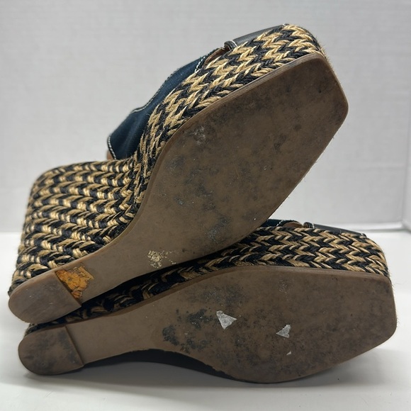 Sergio Rossi Espadrille Wedges High Heel Shoes Square Open Toe Slingback 38 US 8 - Picture 8 of 10